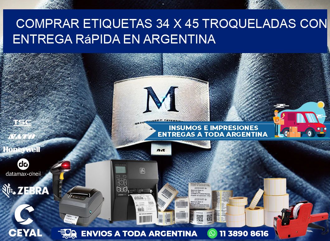 Comprar etiquetas 34 x 45 troqueladas con entrega rápida en Argentina