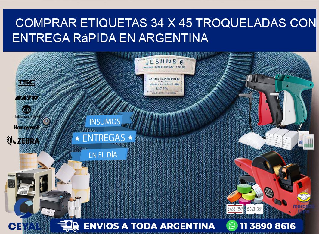 Comprar etiquetas 34 x 45 troqueladas con entrega rápida en Argentina