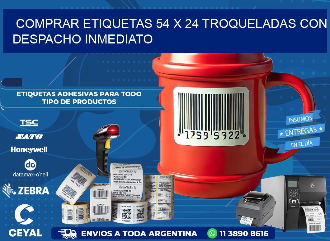 Comprar etiquetas 54 x 24 troqueladas con despacho inmediato