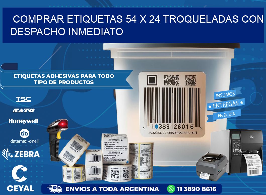 Comprar etiquetas 54 x 24 troqueladas con despacho inmediato