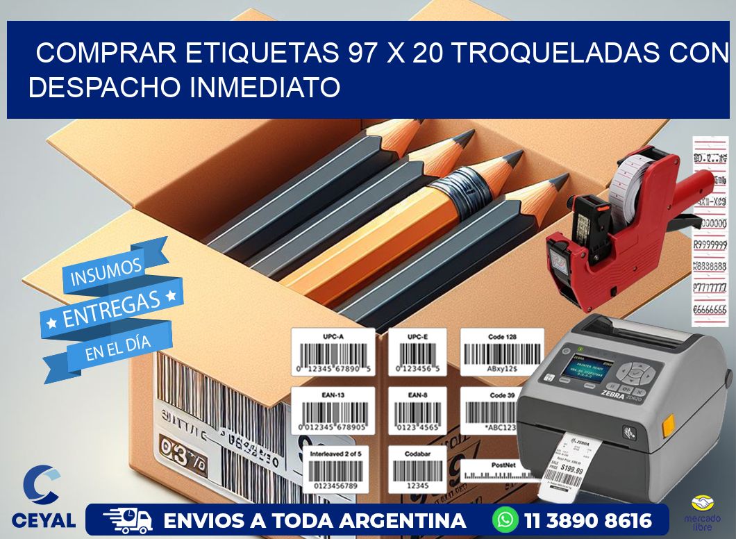 Comprar etiquetas 97 x 20 troqueladas con despacho inmediato