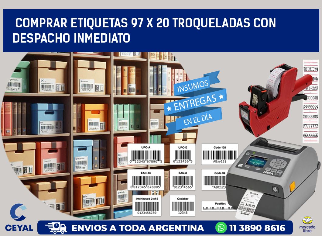 Comprar etiquetas 97 x 20 troqueladas con despacho inmediato