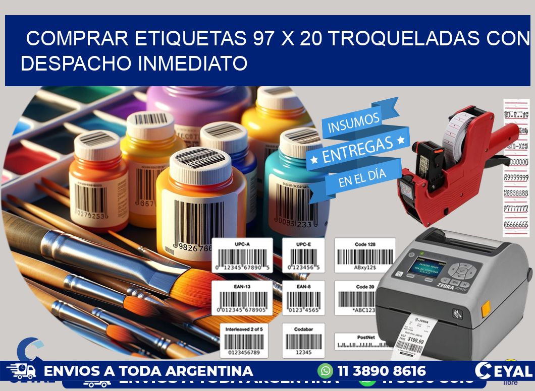 Comprar etiquetas 97 x 20 troqueladas con despacho inmediato