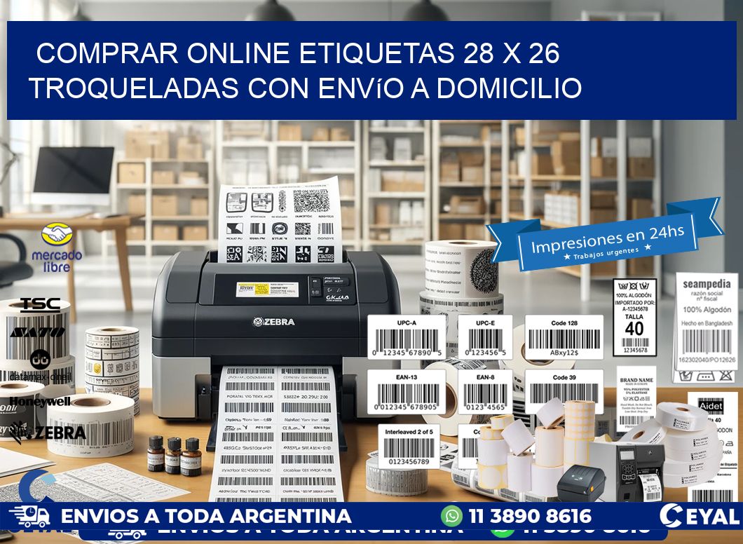 Comprar online etiquetas 28 x 26 troqueladas con envío a domicilio