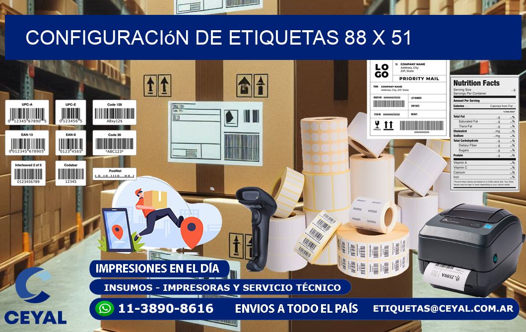 Configuración de etiquetas 88 x 51