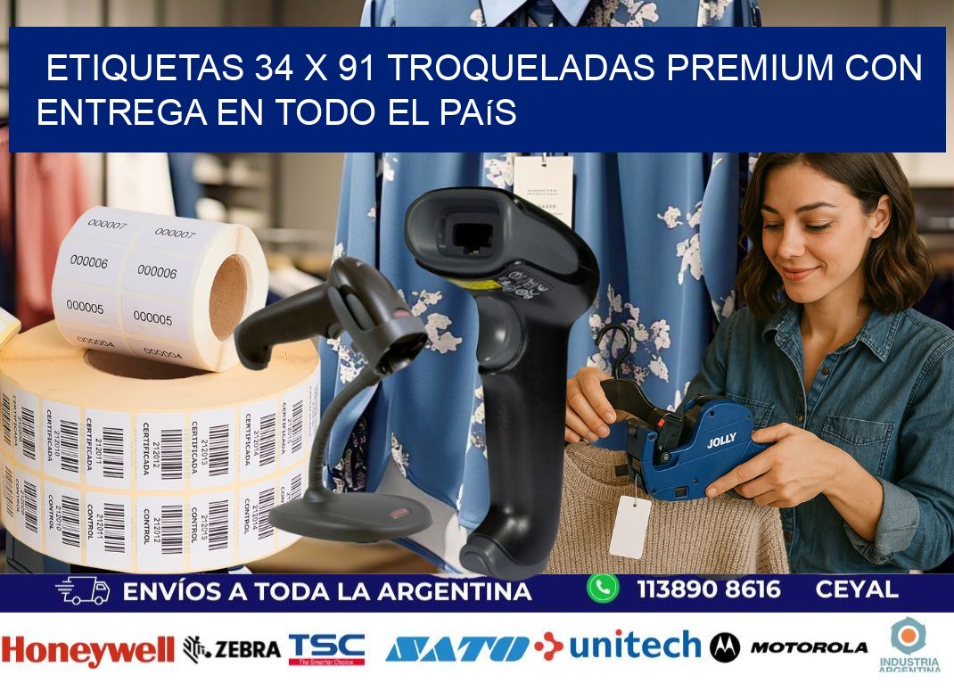 Etiquetas 34 x 91 troqueladas premium con entrega en todo el país