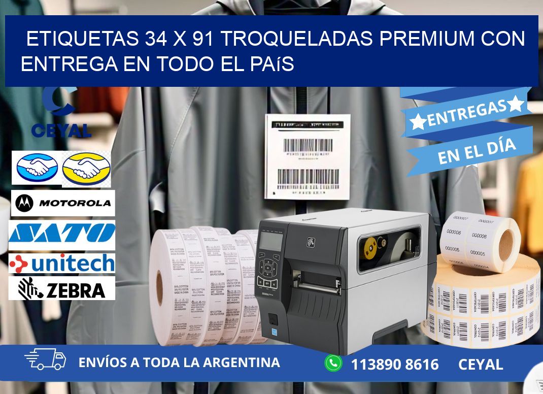 Etiquetas 34 x 91 troqueladas premium con entrega en todo el país