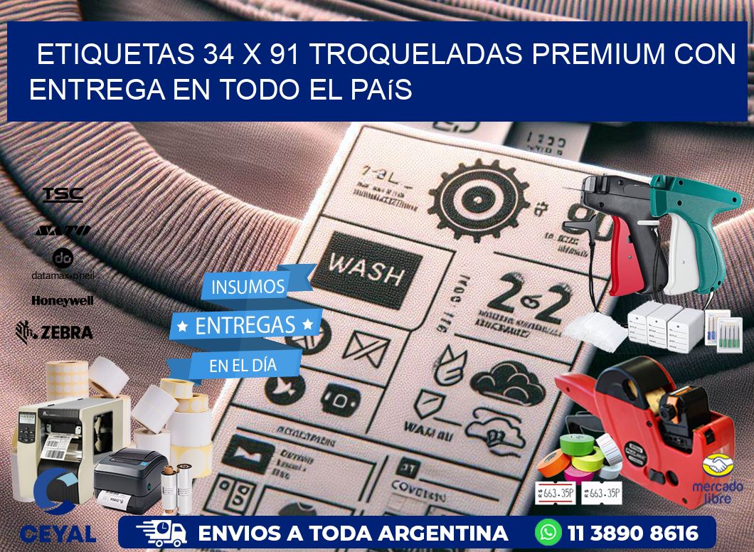 Etiquetas 34 x 91 troqueladas premium con entrega en todo el país