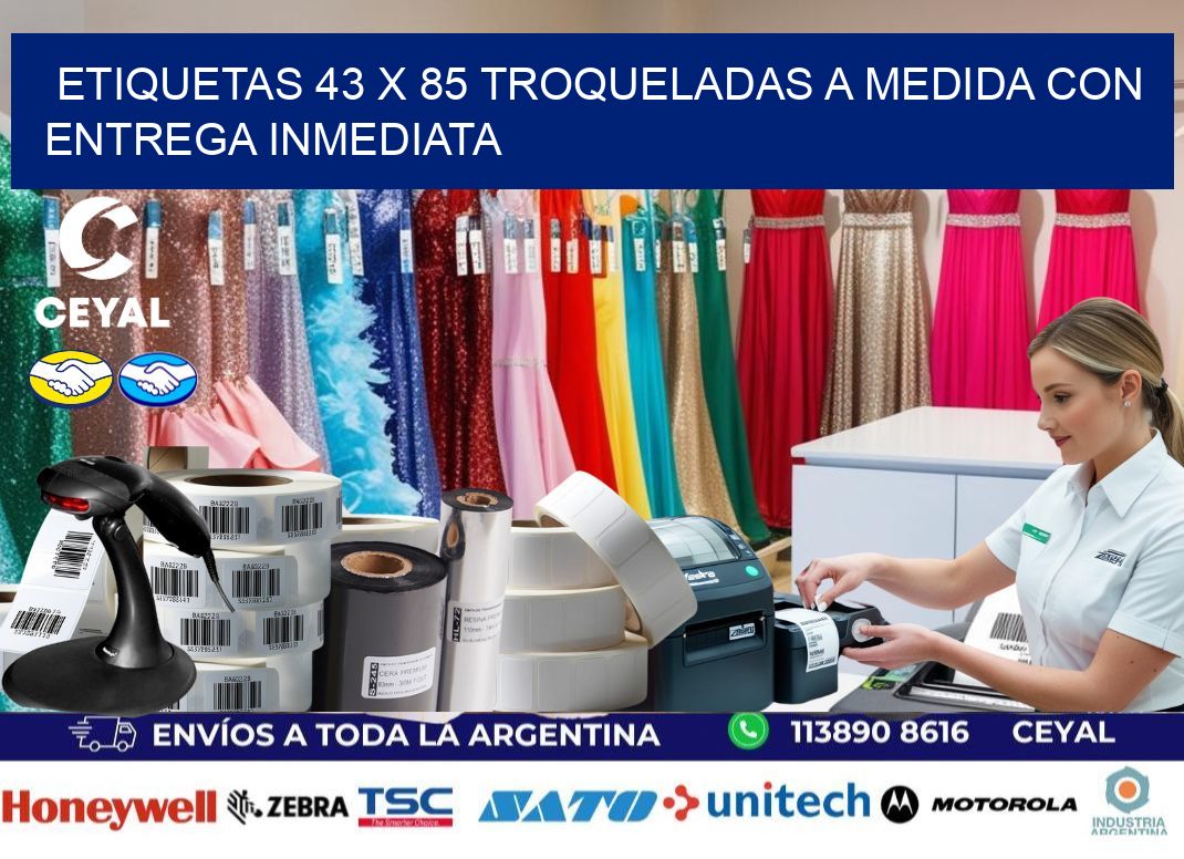 Etiquetas 43 x 85 troqueladas a medida con entrega inmediata