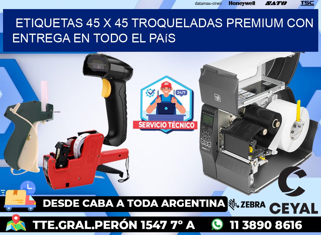 Etiquetas 45 x 45 troqueladas premium con entrega en todo el país