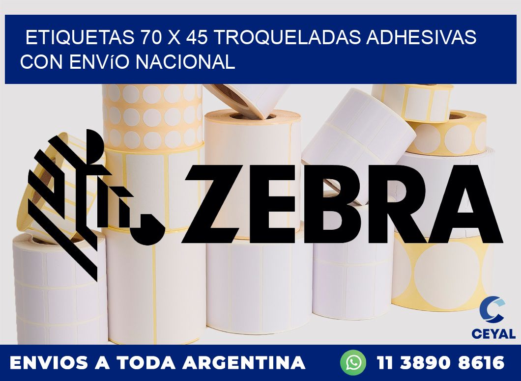 Etiquetas 70 x 45 troqueladas adhesivas con envío nacional