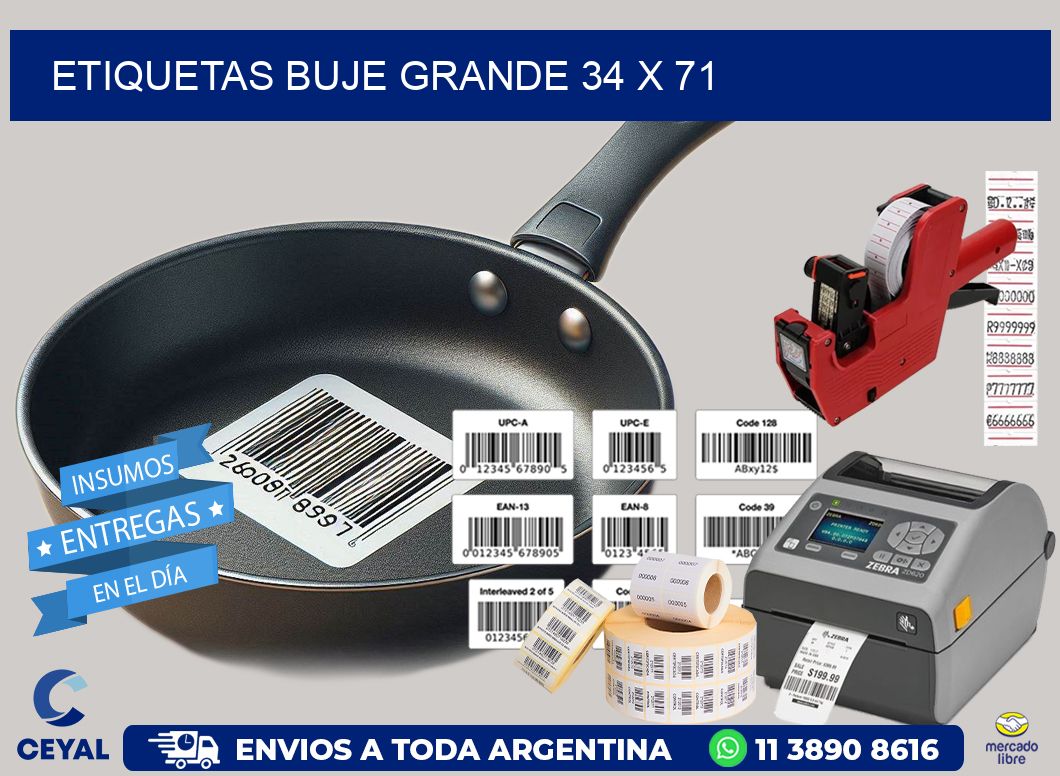 Etiquetas buje grande 34 x 71