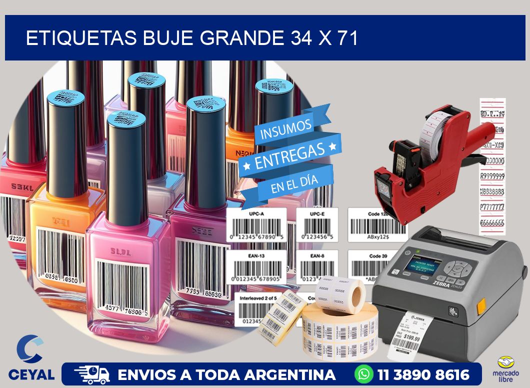 Etiquetas buje grande 34 x 71
