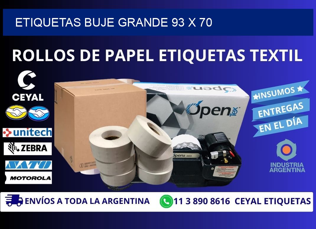 Etiquetas buje grande 93 x 70