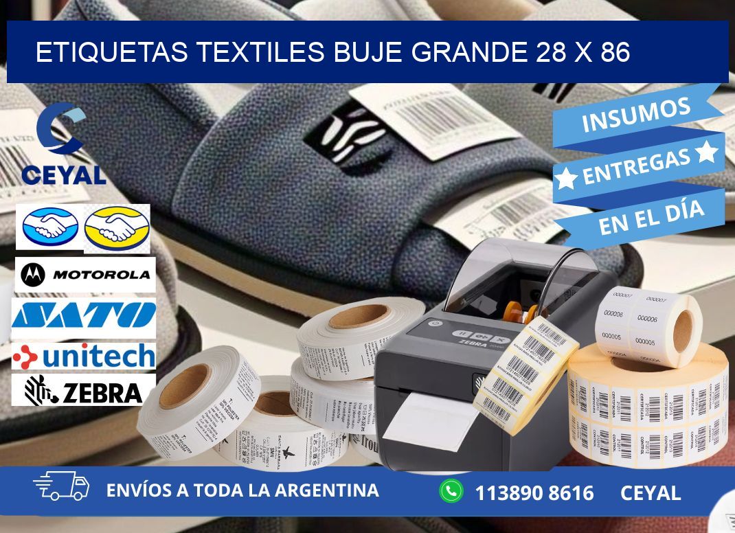 Etiquetas textiles buje grande 28 x 86