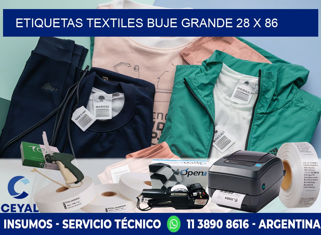 Etiquetas textiles buje grande 28 x 86