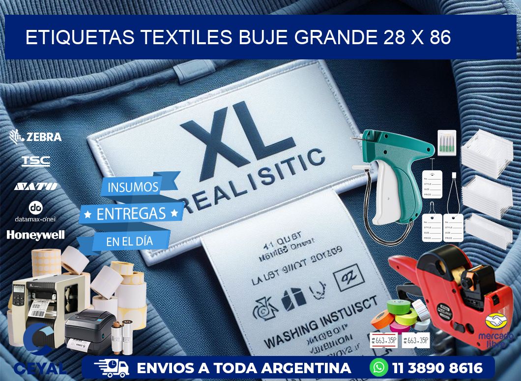 Etiquetas textiles buje grande 28 x 86