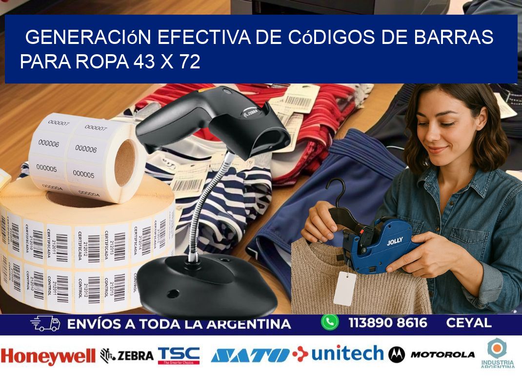 Generación Efectiva de Códigos de Barras para Ropa 43 x 72