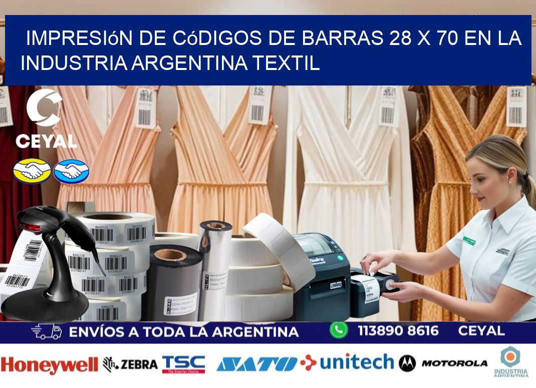 Impresión de Códigos de Barras 28 x 70 en la Industria argentina textil