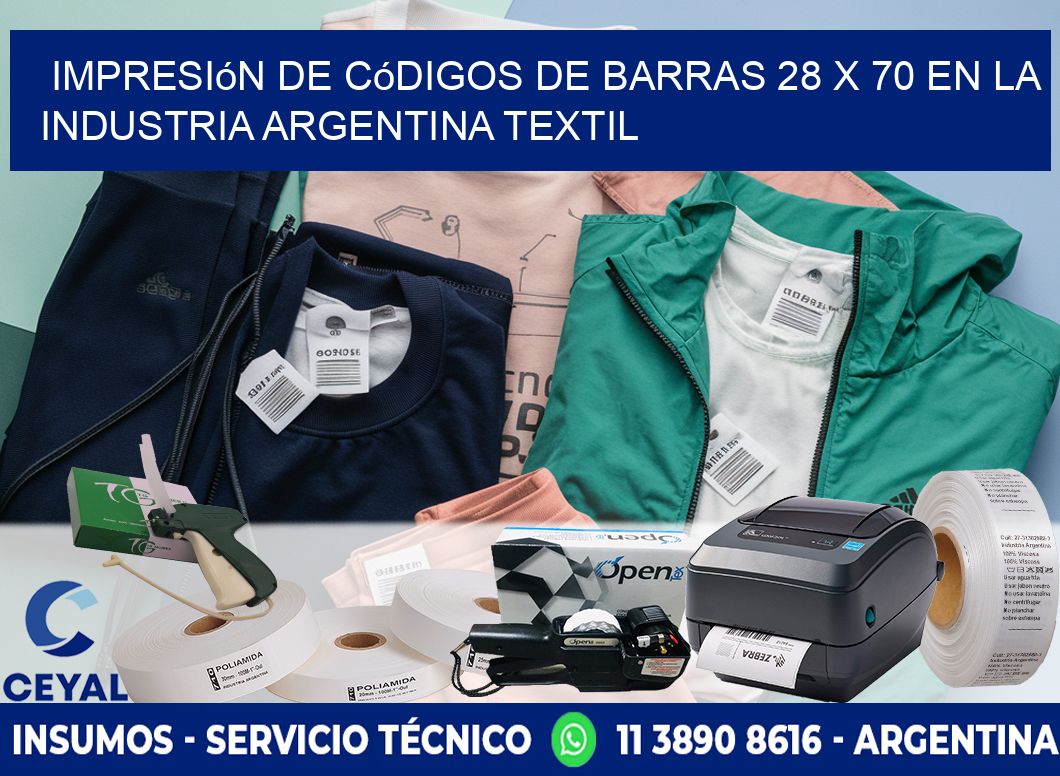 Impresión de Códigos de Barras 28 x 70 en la Industria argentina textil