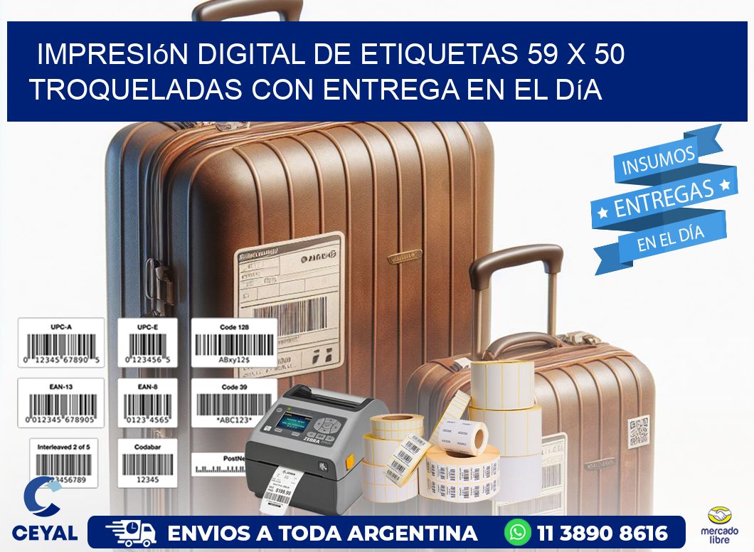 Impresión digital de etiquetas 59 x 50 troqueladas con entrega en el día
