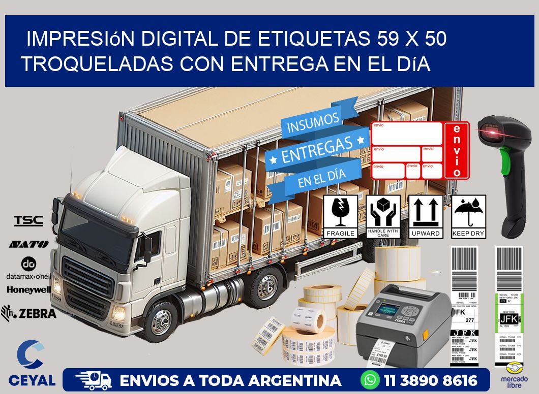 Impresión digital de etiquetas 59 x 50 troqueladas con entrega en el día
