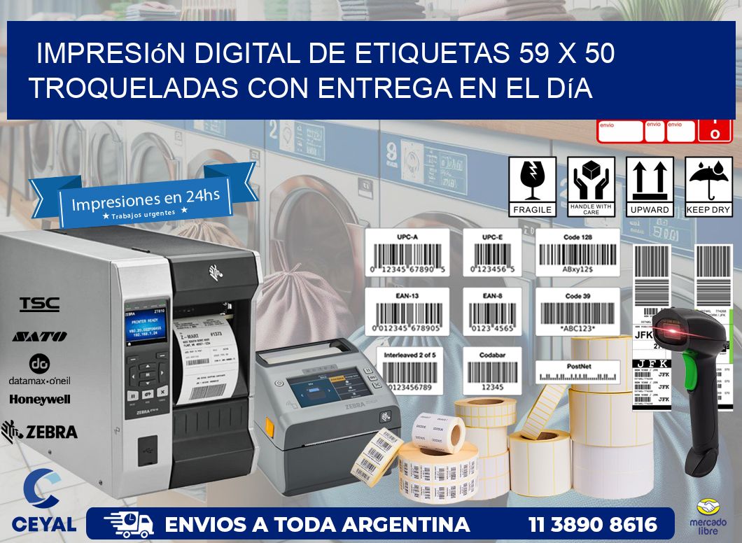 Impresión digital de etiquetas 59 x 50 troqueladas con entrega en el día