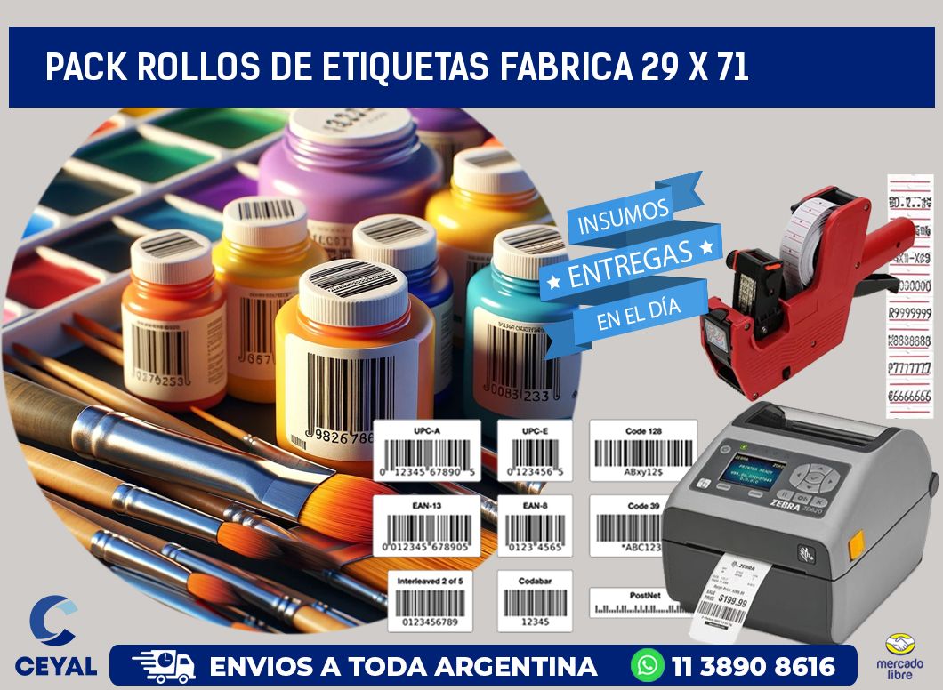 Pack ROLLOS DE ETIQUETAS FABRICA 29 x 71