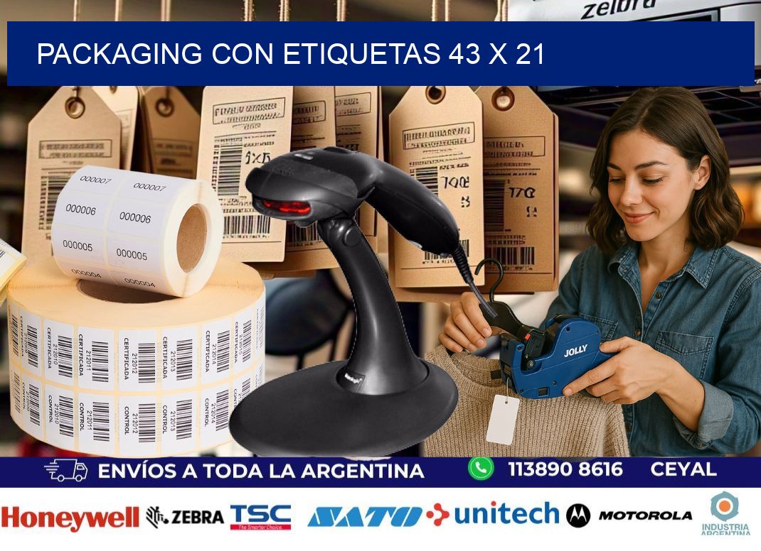 Packaging con etiquetas 43 x 21