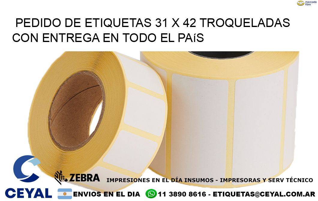 Pedido de etiquetas 31 x 42 troqueladas con entrega en todo el país
