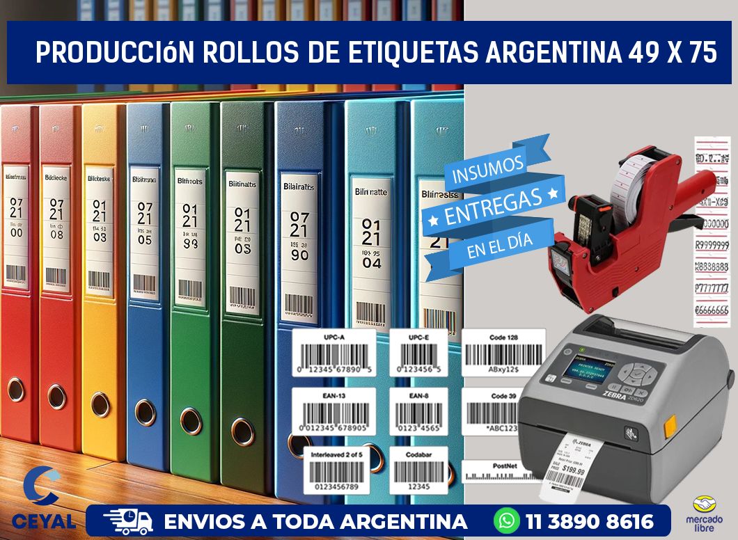 Producción ROLLOS DE ETIQUETAS ARGENTINA 49 x 75