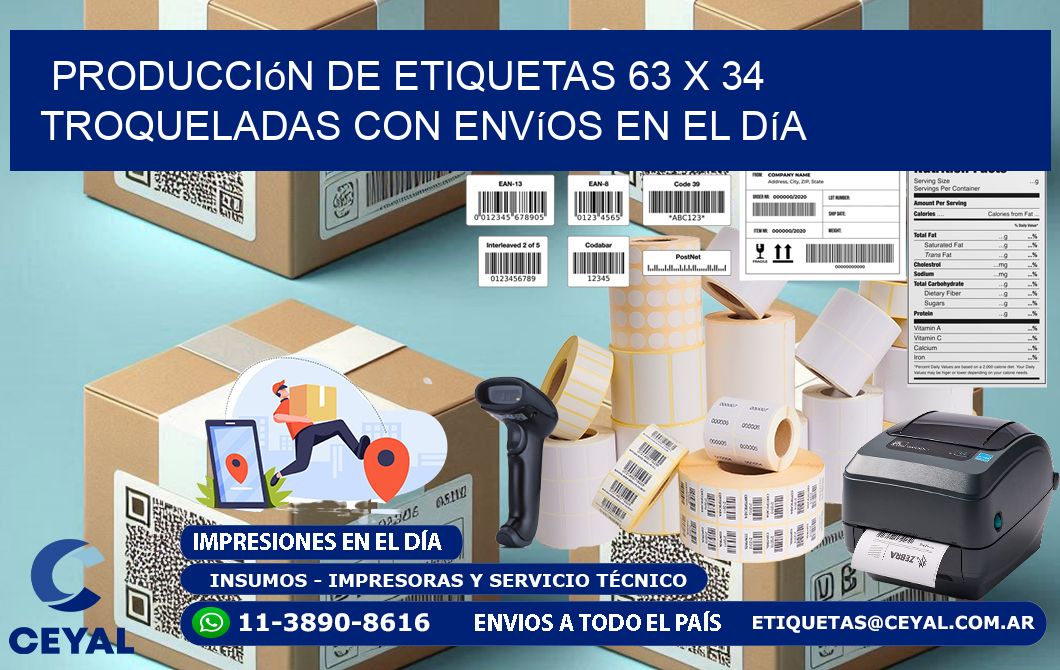 Producción de etiquetas 63 x 34 troqueladas con envíos en el día