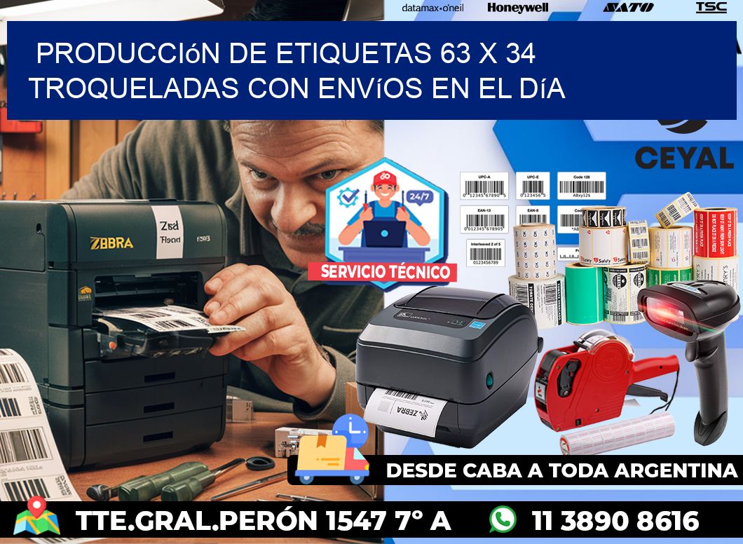 Producción de etiquetas 63 x 34 troqueladas con envíos en el día