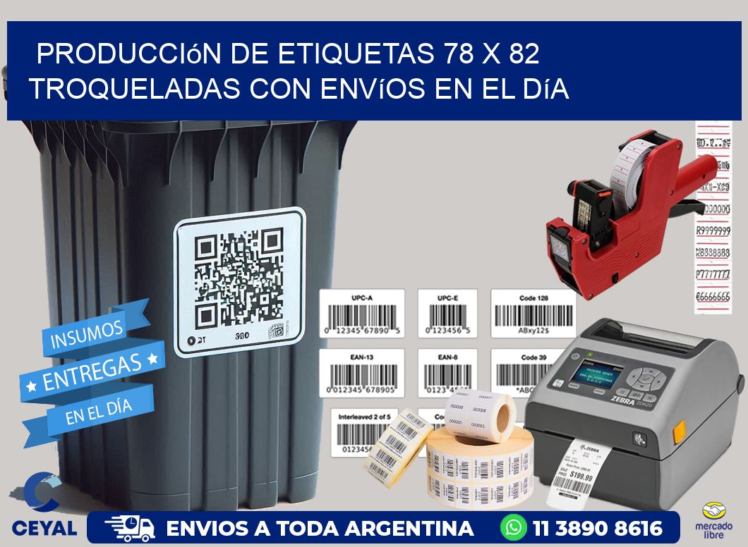 Producción de etiquetas 78 x 82 troqueladas con envíos en el día