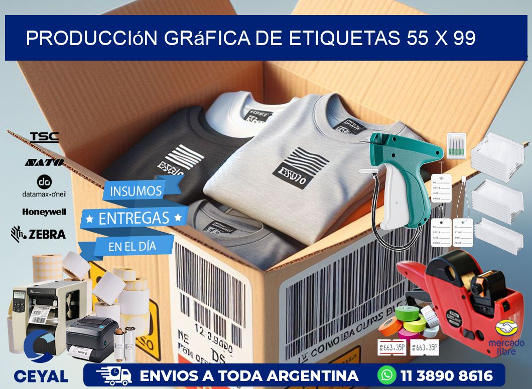 Producción gráfica de etiquetas 55 x 99