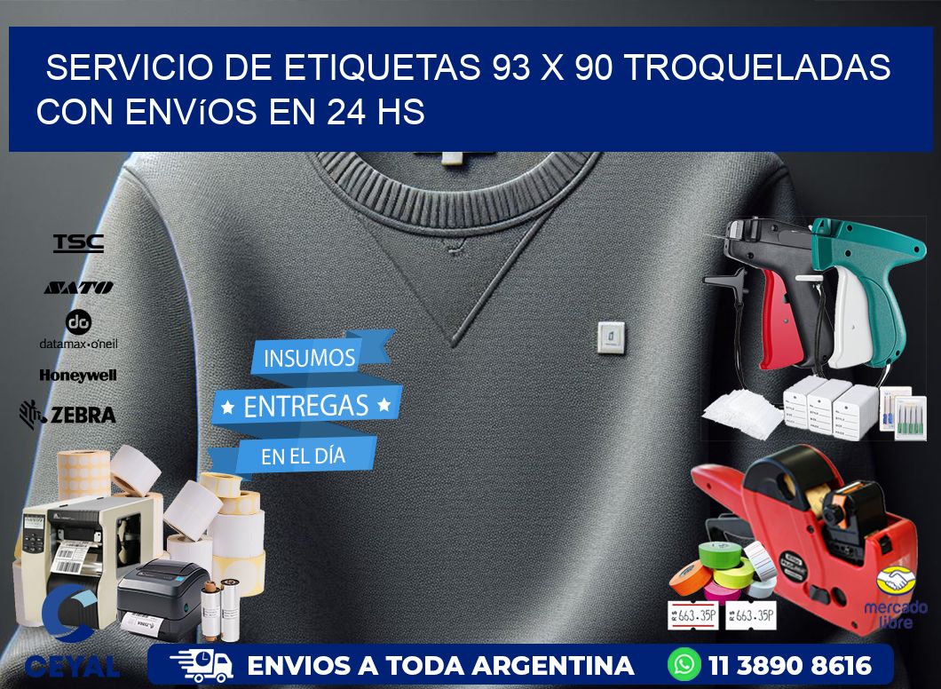 Servicio de etiquetas 93 x 90 troqueladas con envíos en 24 hs