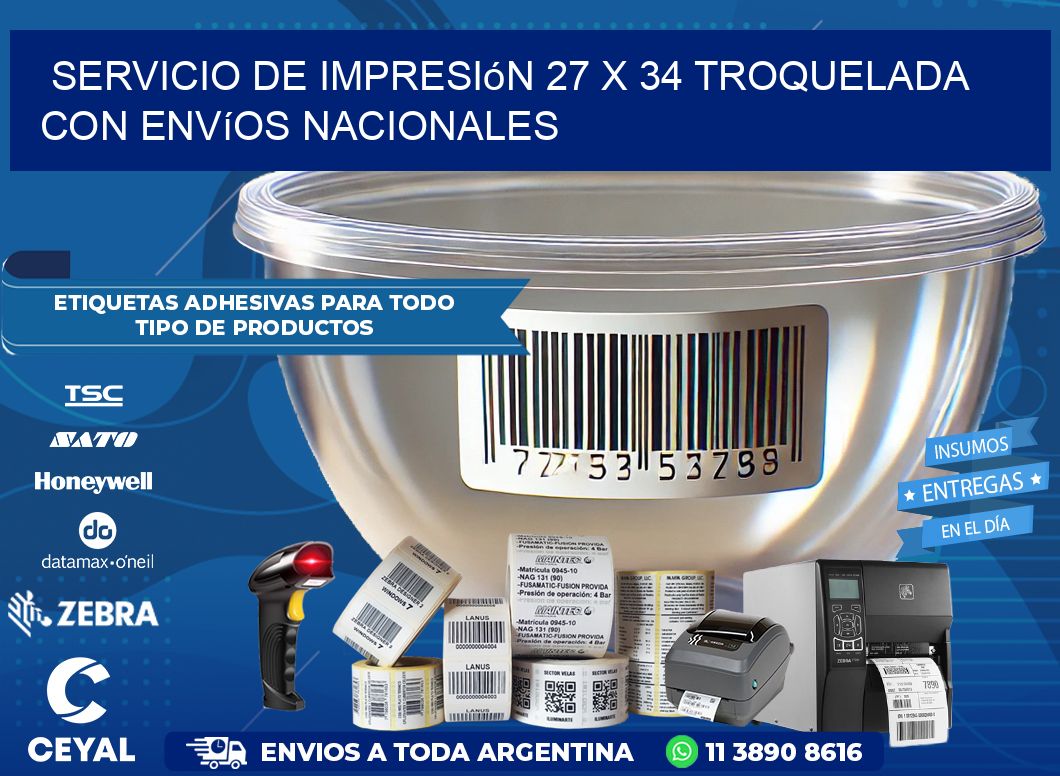 Servicio de impresión 27 x 34 troquelada con envíos nacionales