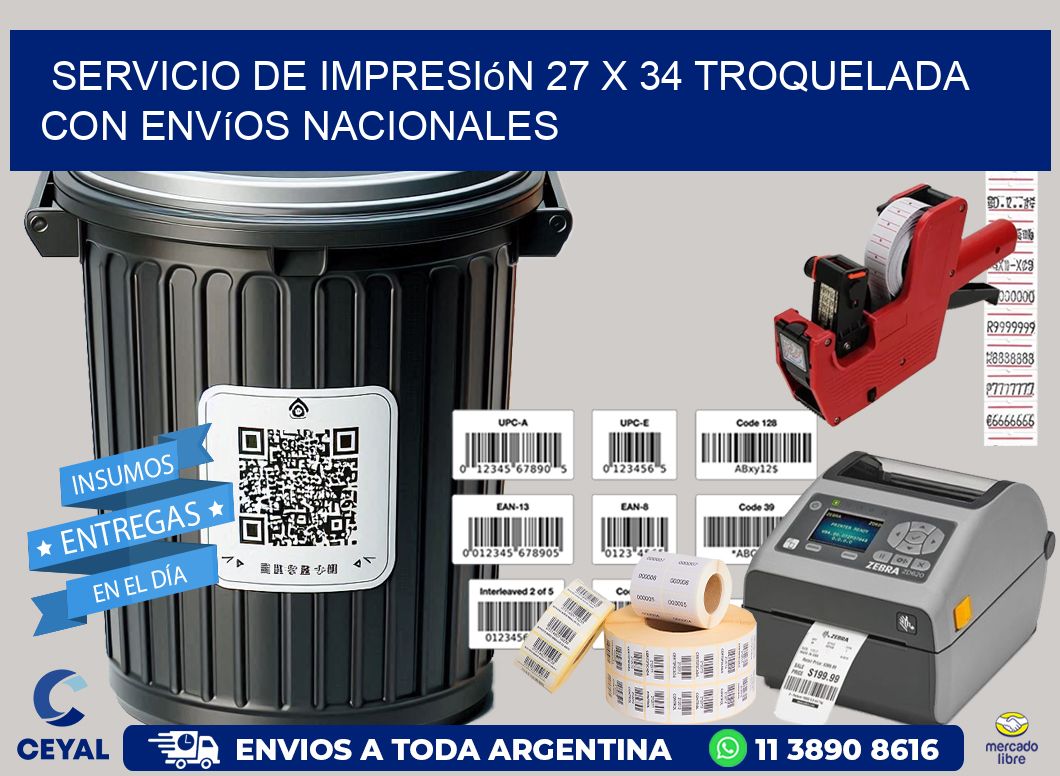 Servicio de impresión 27 x 34 troquelada con envíos nacionales
