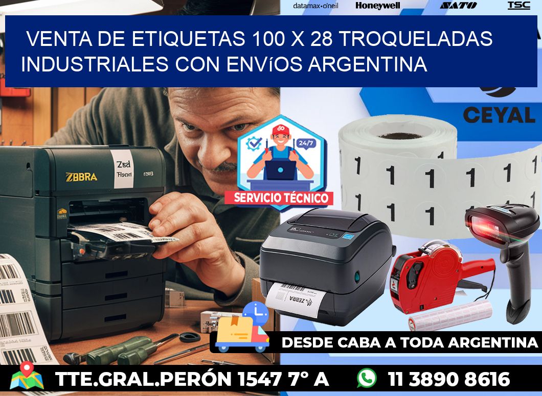 Venta de etiquetas 100 x 28 troqueladas industriales con envíos Argentina