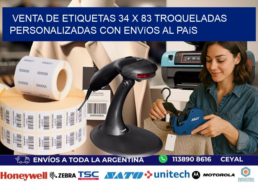 Venta de etiquetas 34 x 83 troqueladas personalizadas con envíos al país