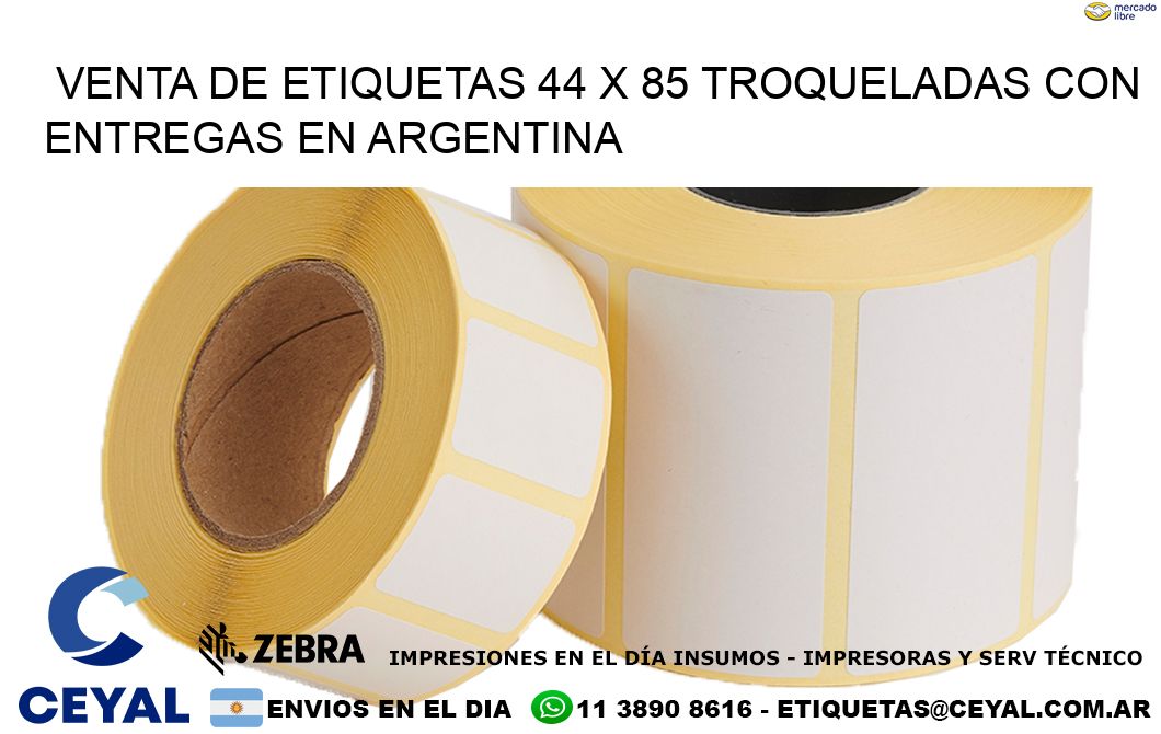 Venta de etiquetas 44 x 85 troqueladas con entregas en Argentina
