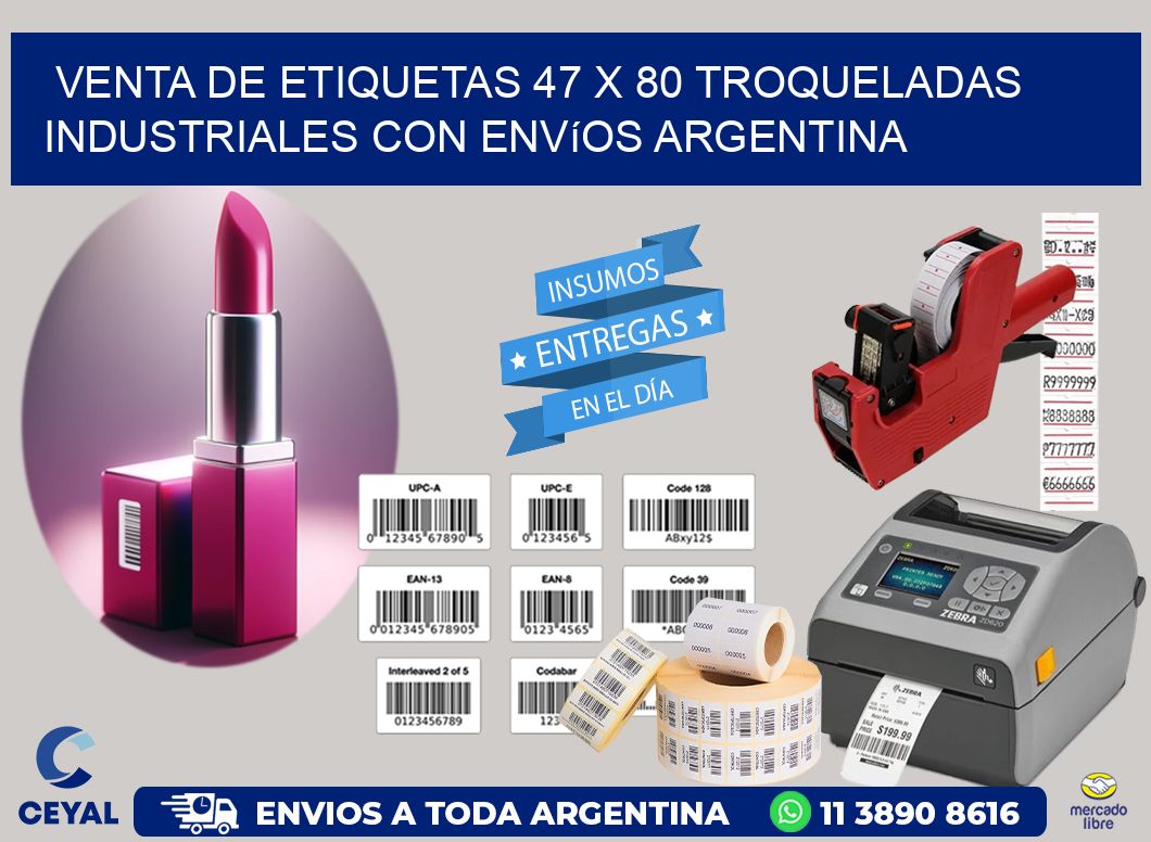 Venta de etiquetas 47 x 80 troqueladas industriales con envíos Argentina
