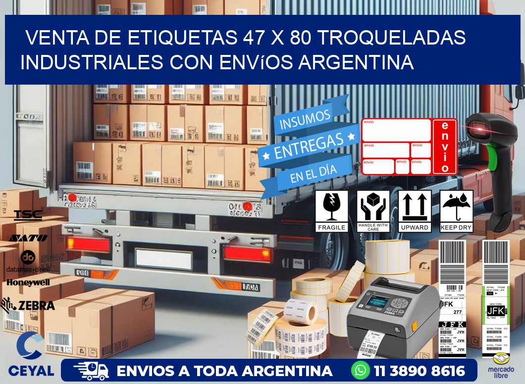 Venta de etiquetas 47 x 80 troqueladas industriales con envíos Argentina