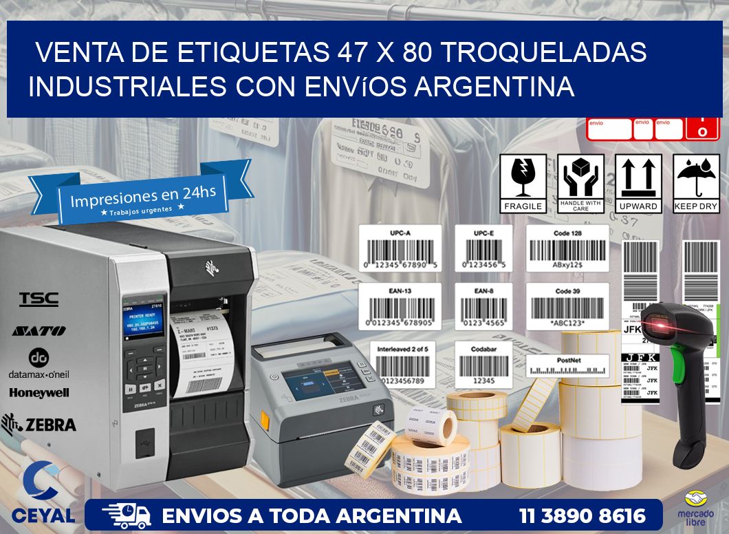 Venta de etiquetas 47 x 80 troqueladas industriales con envíos Argentina