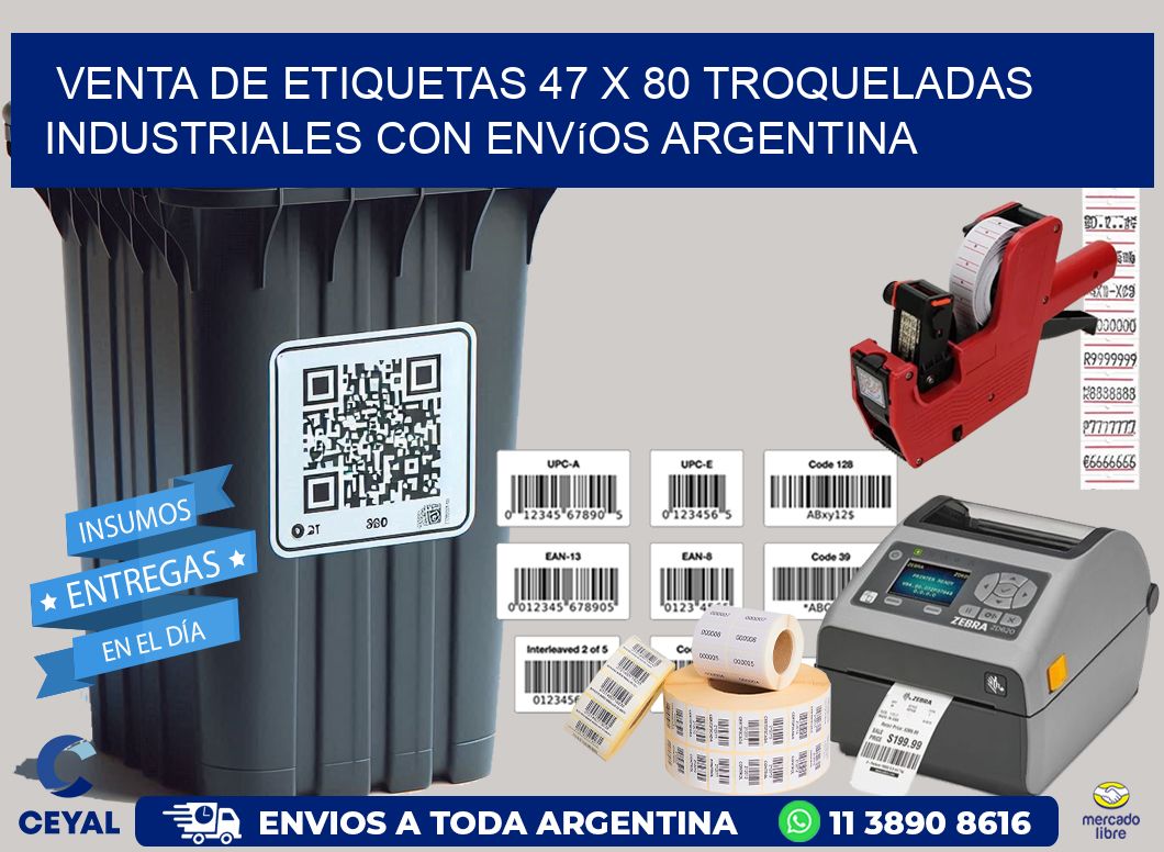 Venta de etiquetas 47 x 80 troqueladas industriales con envíos Argentina