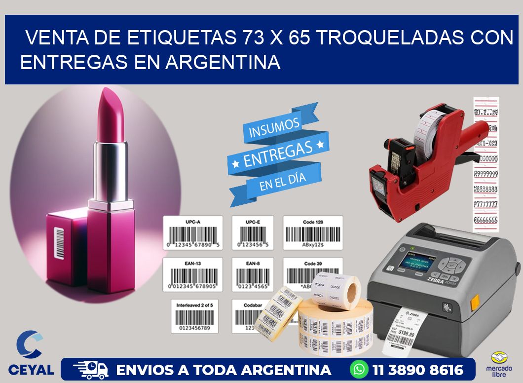 Venta de etiquetas 73 x 65 troqueladas con entregas en Argentina