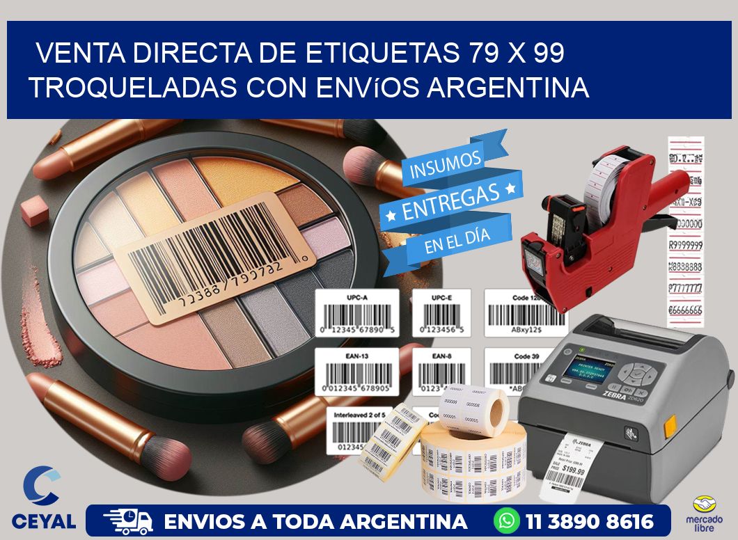Venta directa de etiquetas 79 x 99 troqueladas con envíos Argentina