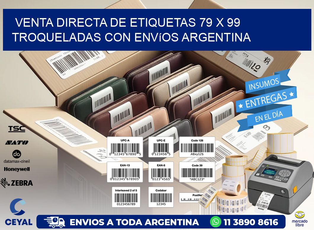 Venta directa de etiquetas 79 x 99 troqueladas con envíos Argentina
