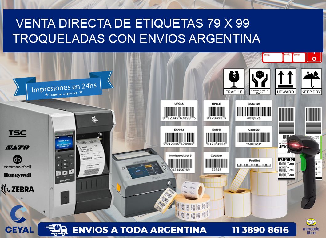Venta directa de etiquetas 79 x 99 troqueladas con envíos Argentina