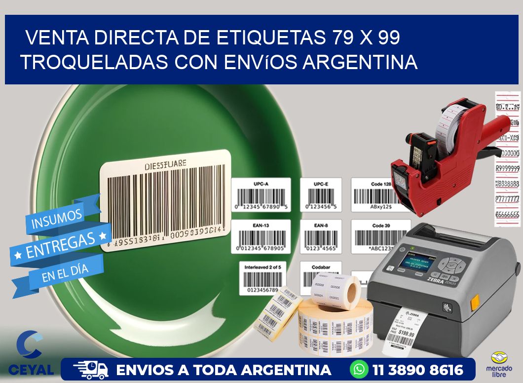 Venta directa de etiquetas 79 x 99 troqueladas con envíos Argentina